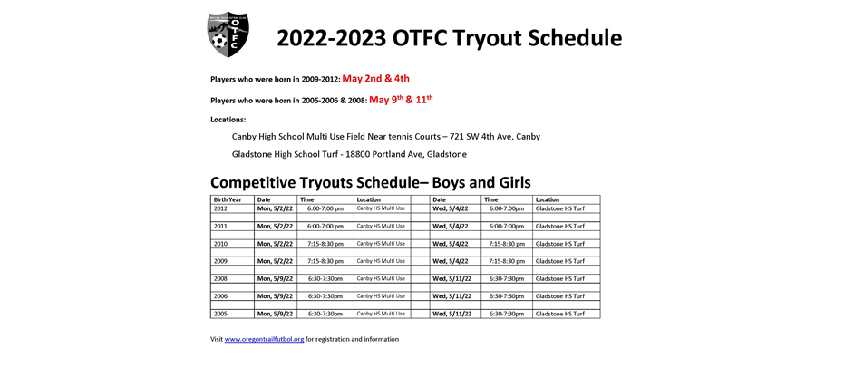 2022-2023 Tryouts Coming Up